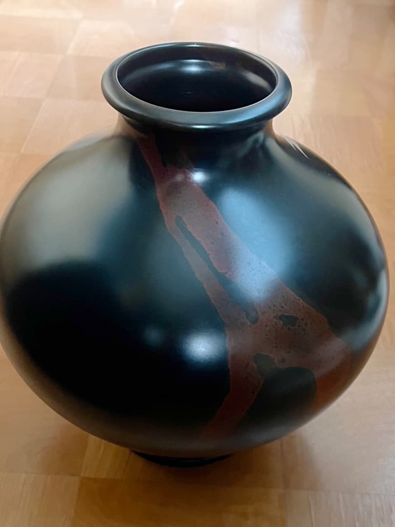 花器・花瓶・飾壺 双鶴彫金 真峰作 青銅(ブロンズ)製 高岡銅器