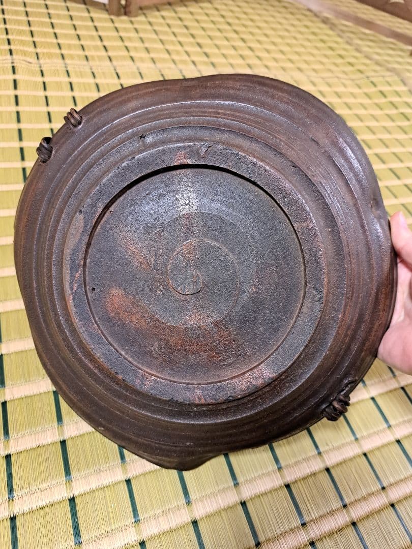 存在感抜群の備前焼大皿　Bizen ware　水盤　手付大鉢