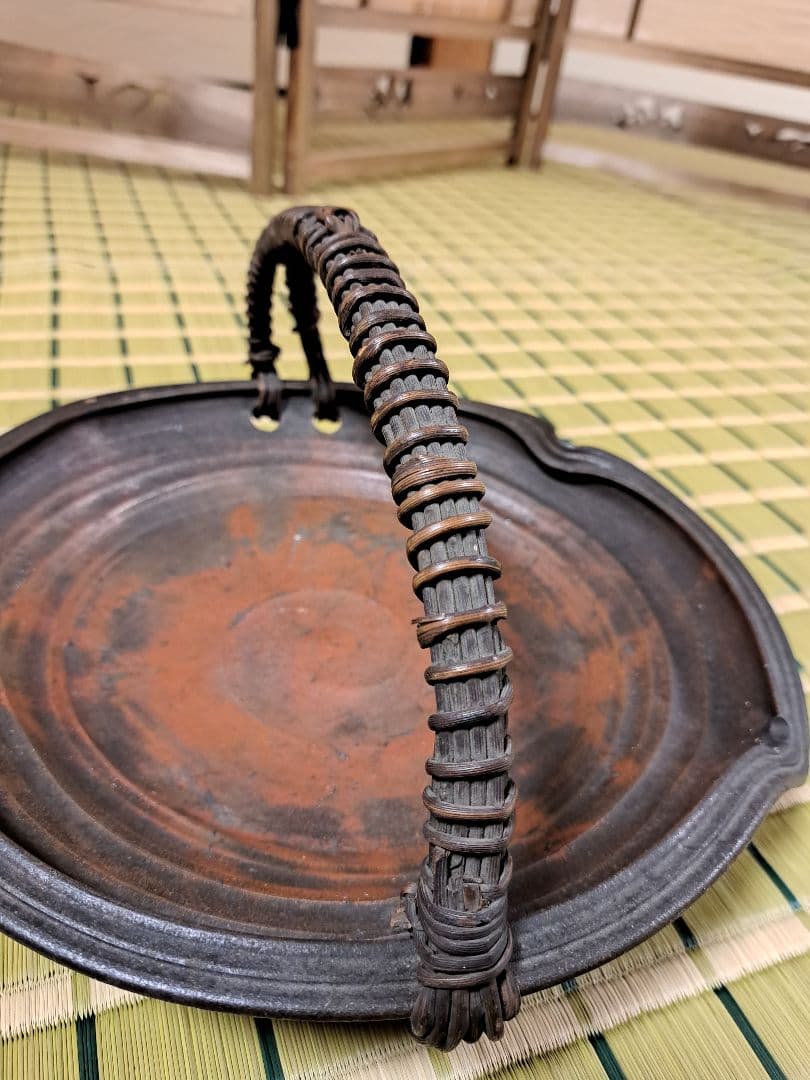 存在感抜群の備前焼大皿　Bizen ware　水盤　手付大鉢