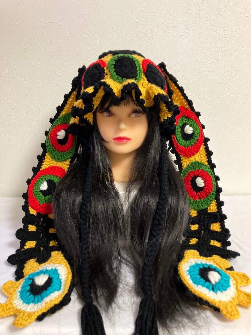 うさ耳ニット帽　猫耳ニット帽　y2k ボンネット　 平成ギャル　アジアン　☺︎