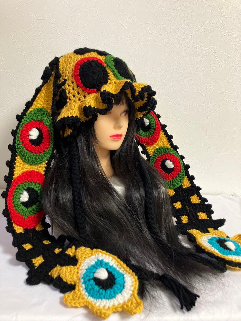 うさ耳ニット帽　猫耳ニット帽　y2k ボンネット　 平成ギャル　アジアン　☺︎