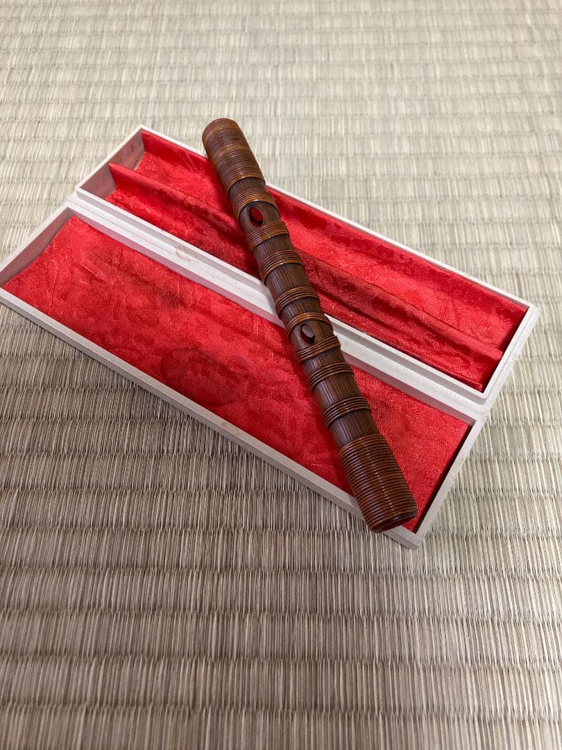篳篥 煤竹製 籐巻き 本管　良く鳴る盧舌（ろぜつ）付　収納箱付　初心者　雅楽