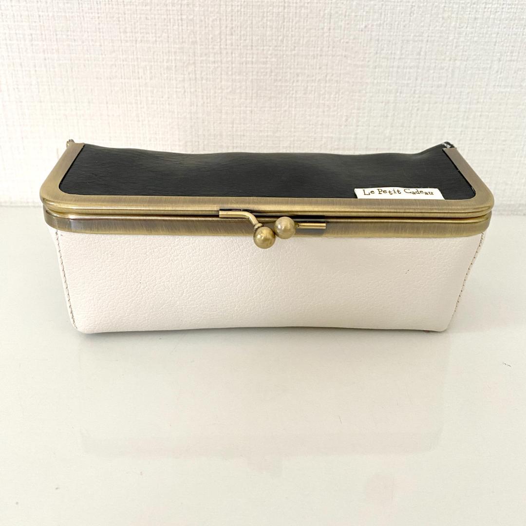 追加！【Boxがま口ポーチ】 3色切り替えの大人配色 がま口バッグ セット 合皮