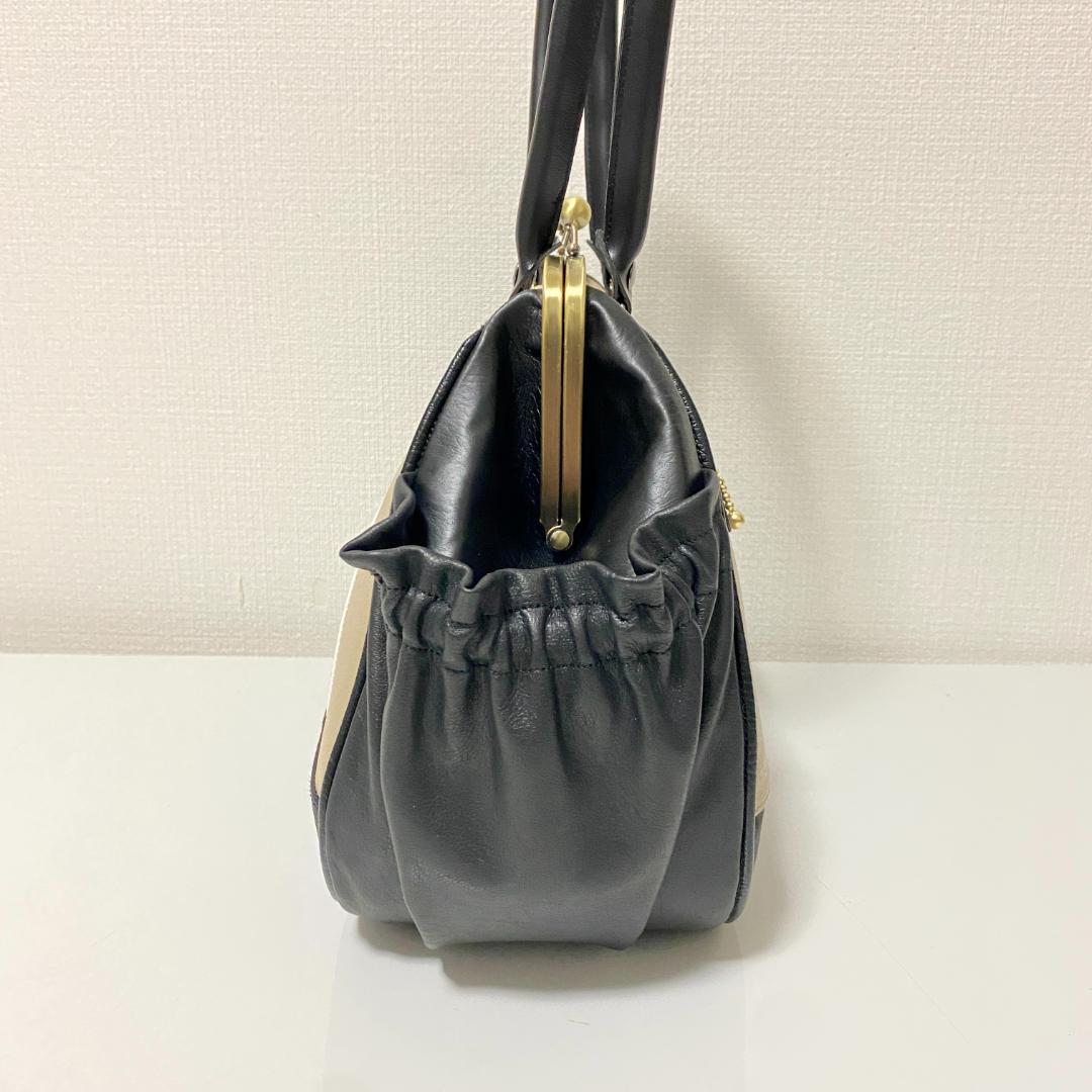 追加！【Boxがま口ポーチ】 3色切り替えの大人配色 がま口バッグ セット 合皮