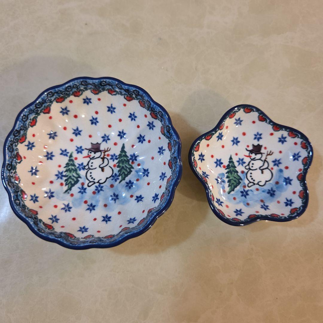ポーリッシュポタリー　雪だるまデザイン 食器セット