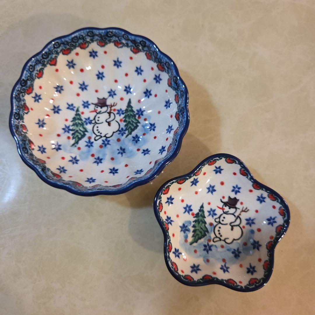 ポーリッシュポタリー　雪だるまデザイン 食器セット