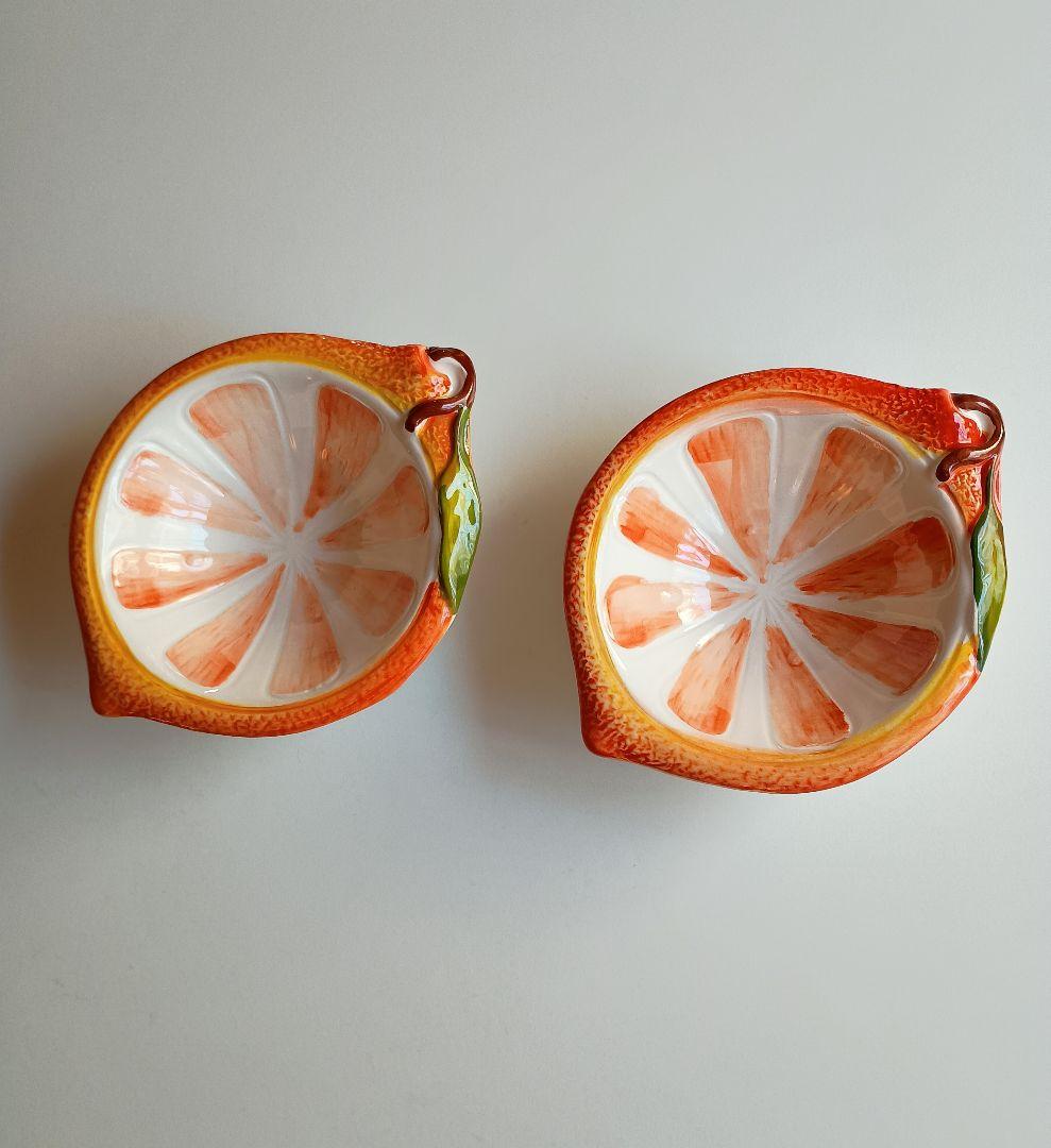 パンジーページ　新品・未使用イタリア製オレンジ柄サラダボウル２枚セットほか