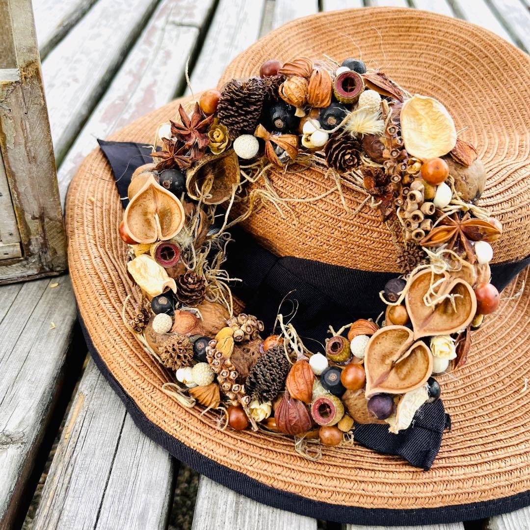 木の実のリース　ハロウィン　クリスマス　キャンドルリース