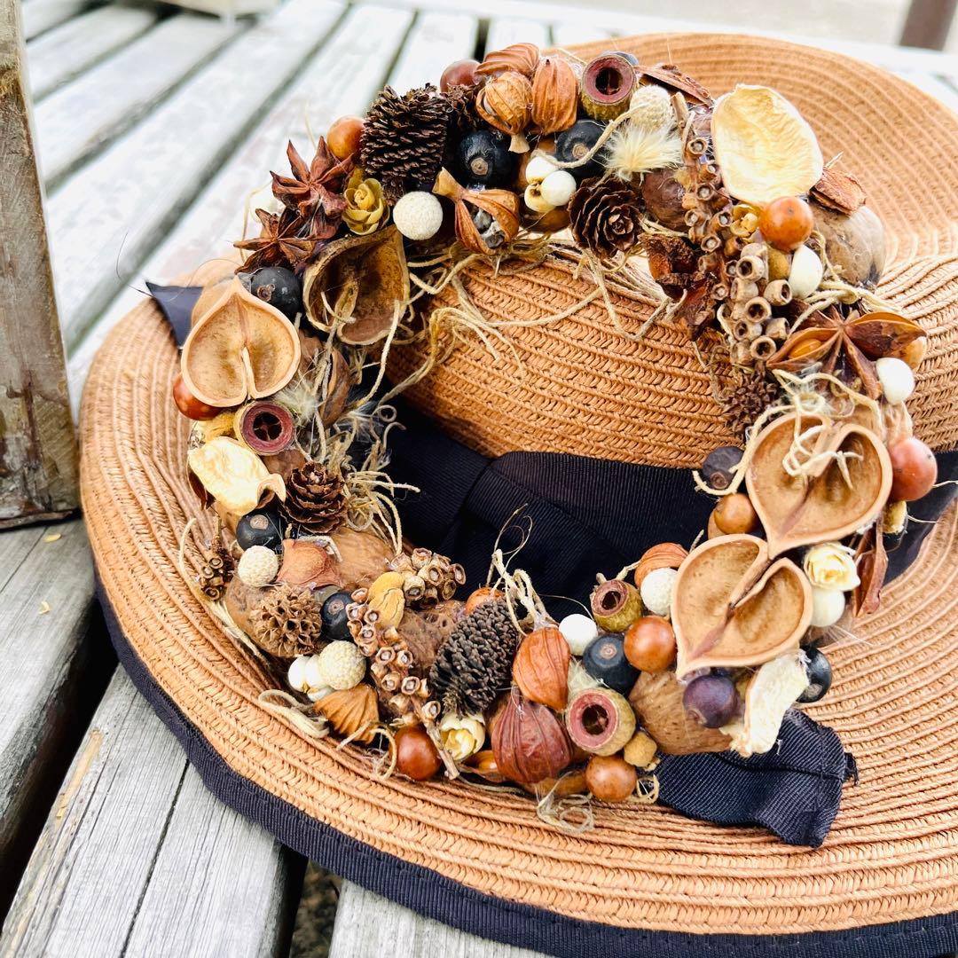 木の実のリース　ハロウィン　クリスマス　キャンドルリース