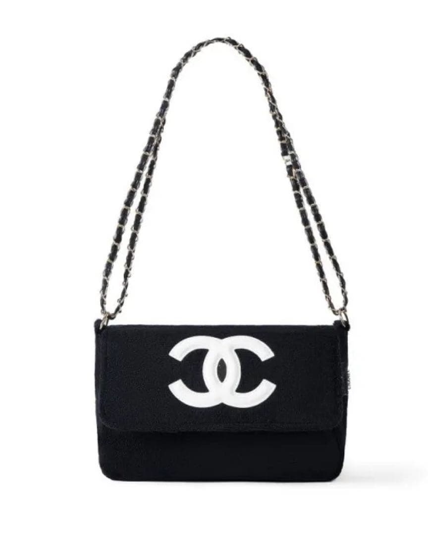 C*♡様 CHANEL シャネル ミニバッグ ポーチ ブラック×ホワイトロゴ チ