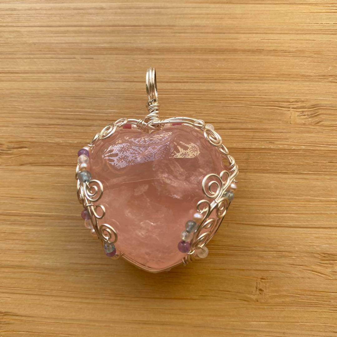 ローズクォーツ❤️ワイヤージュエリー☆