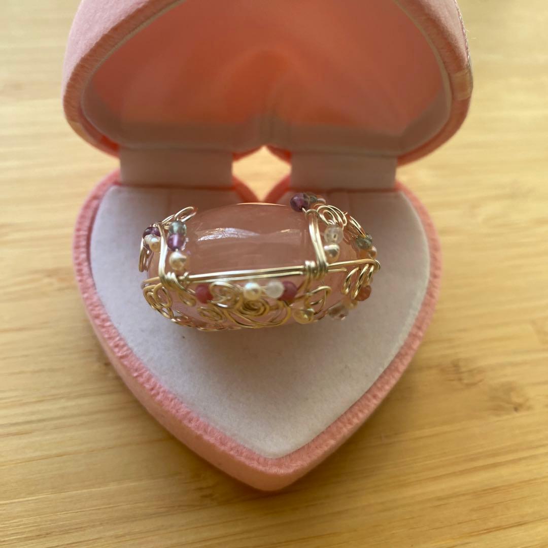 ローズクォーツ❤️ワイヤージュエリー☆