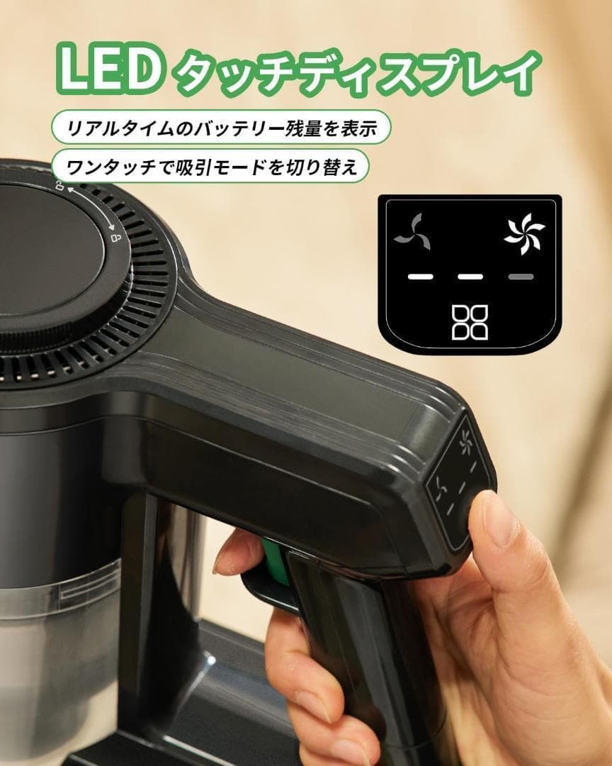 R1523-63-140】コードレス掃除機　42KPa強力吸引　55分間連続稼働