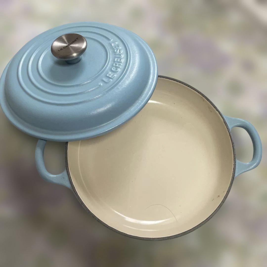 LE CREUSET 両手鍋 水色18