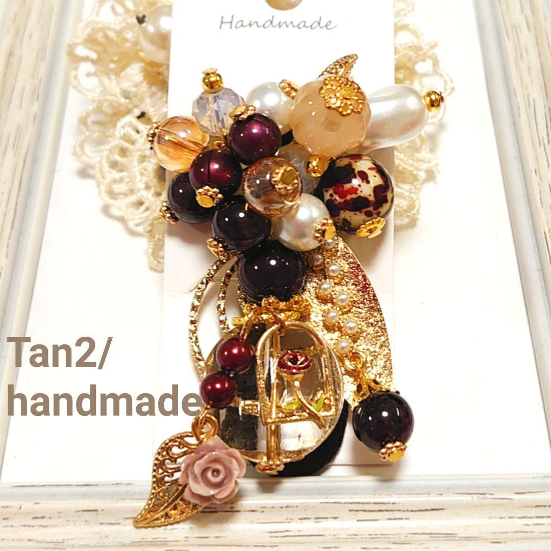 じゃらじゃら  ヘアゴム  パワーストーン  大人～✩.*˚バラとガーネット