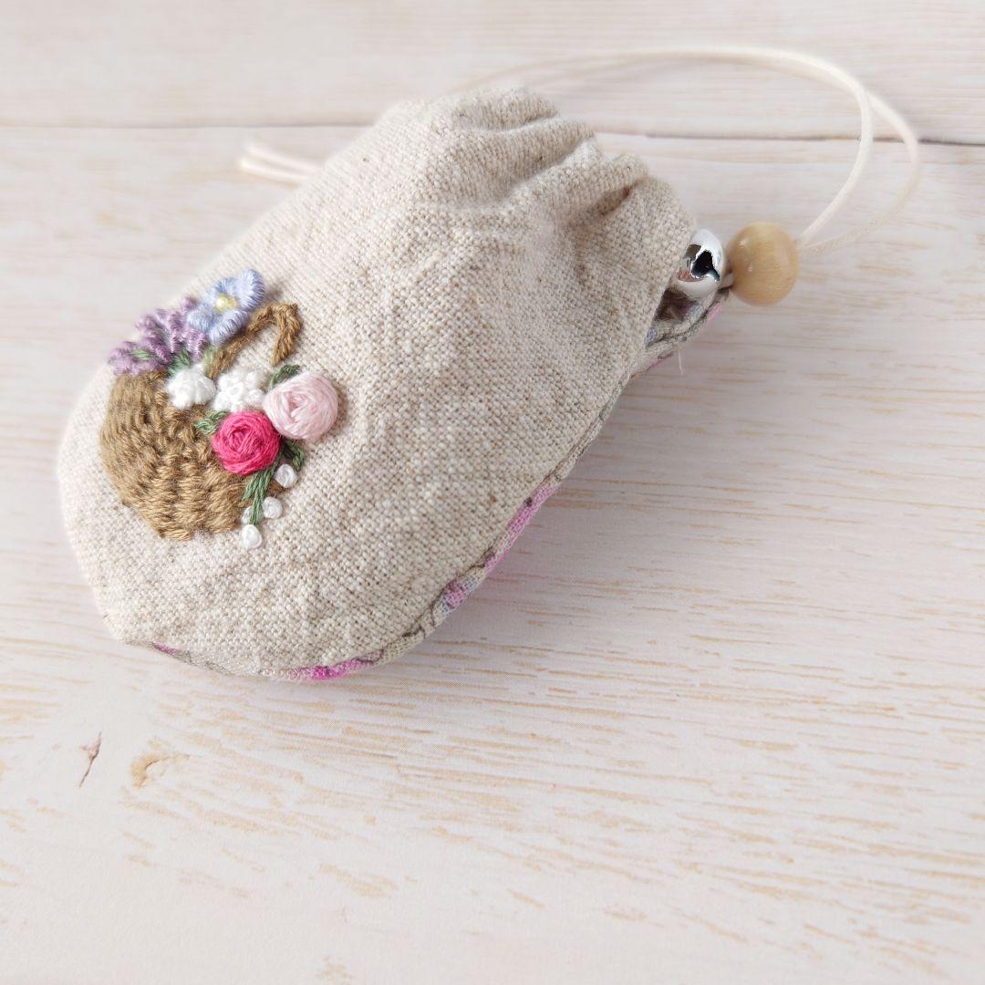 ちっちゃなりんりんお守りサシェ /巾着サシェ【フラワーバスケット】
