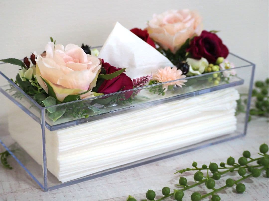 造花　ティッシュケース　ギフト　プレゼント　フェイクグリーン