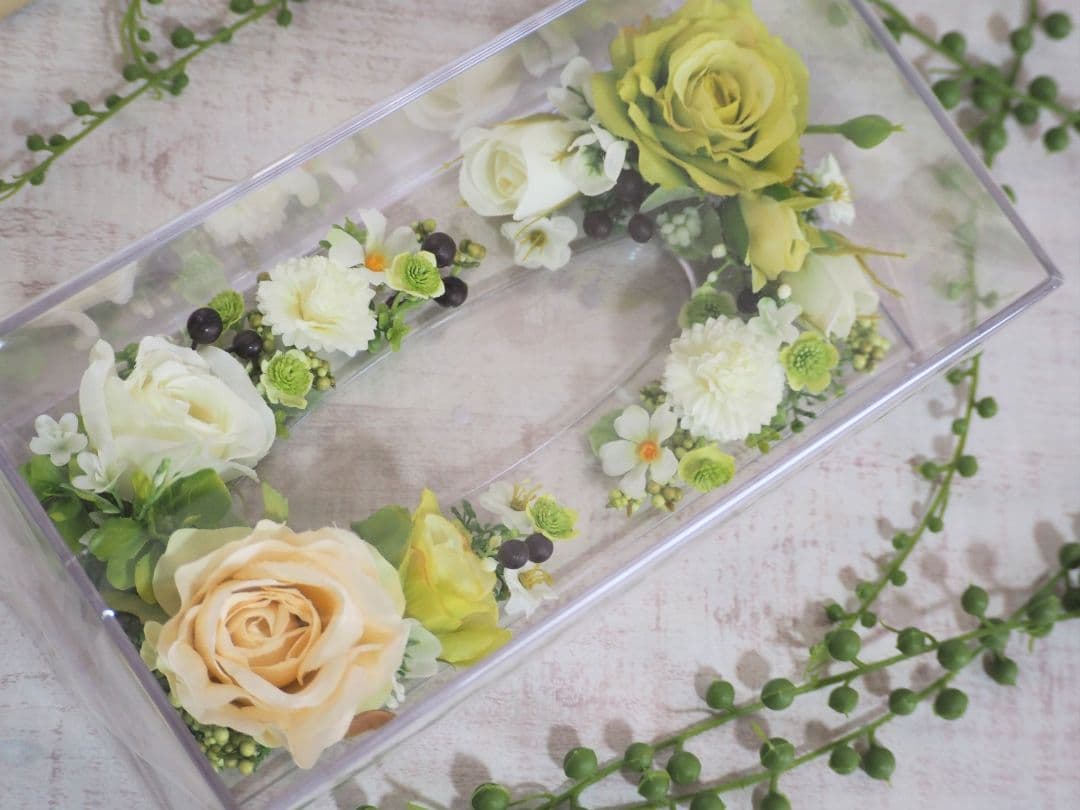 造花　ティッシュケース　ギフト　プレゼント　フェイクグリーン