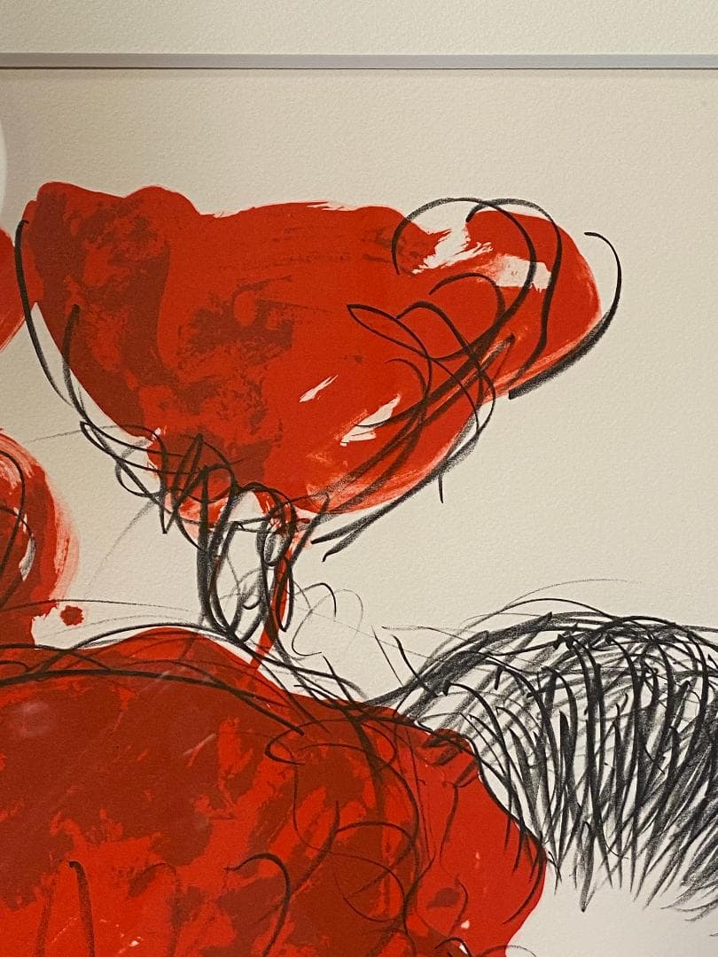 「真作」天野喜孝「朱夏花－あかいはな－」額装　版画　32/100　直筆サイン入り