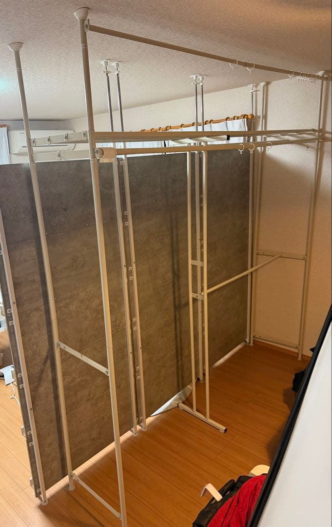 相模原【直接受取り優先】突っ張りクローゼットハンガーラックワイド 衣類収納