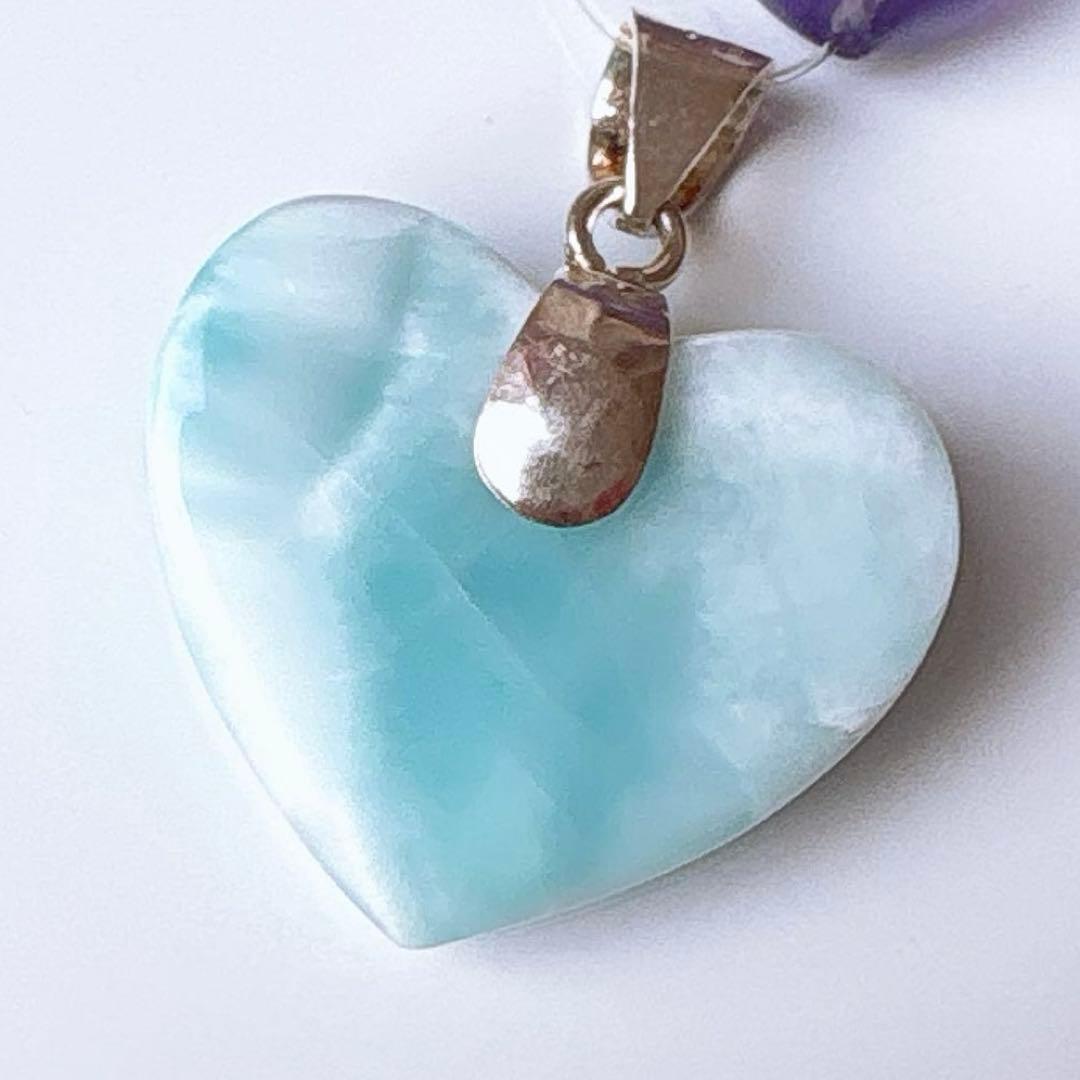 Berry様♥️ラリマーハート大粒＆アメジスト・フローライトハート天然石ブレス