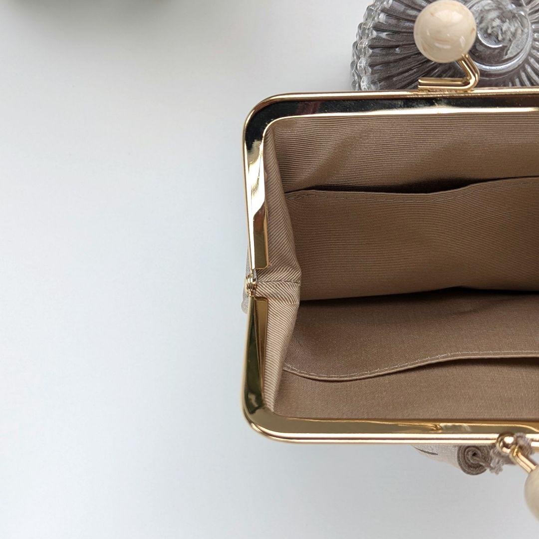 215　クリームゴールドラメのお財布　ミドルウォレット　本革