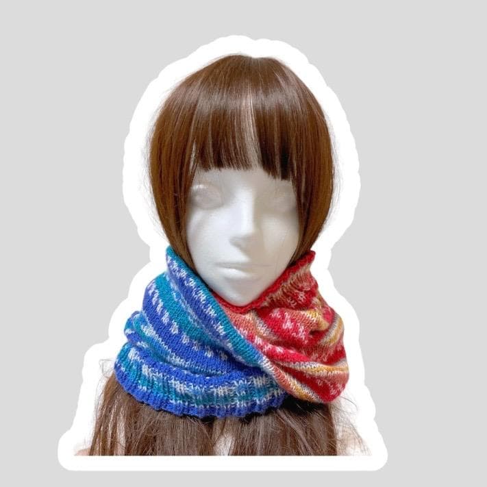 115 腹巻帽子　手編み　ネックウォーマー　ニット帽　男女兼用　チクチクしない