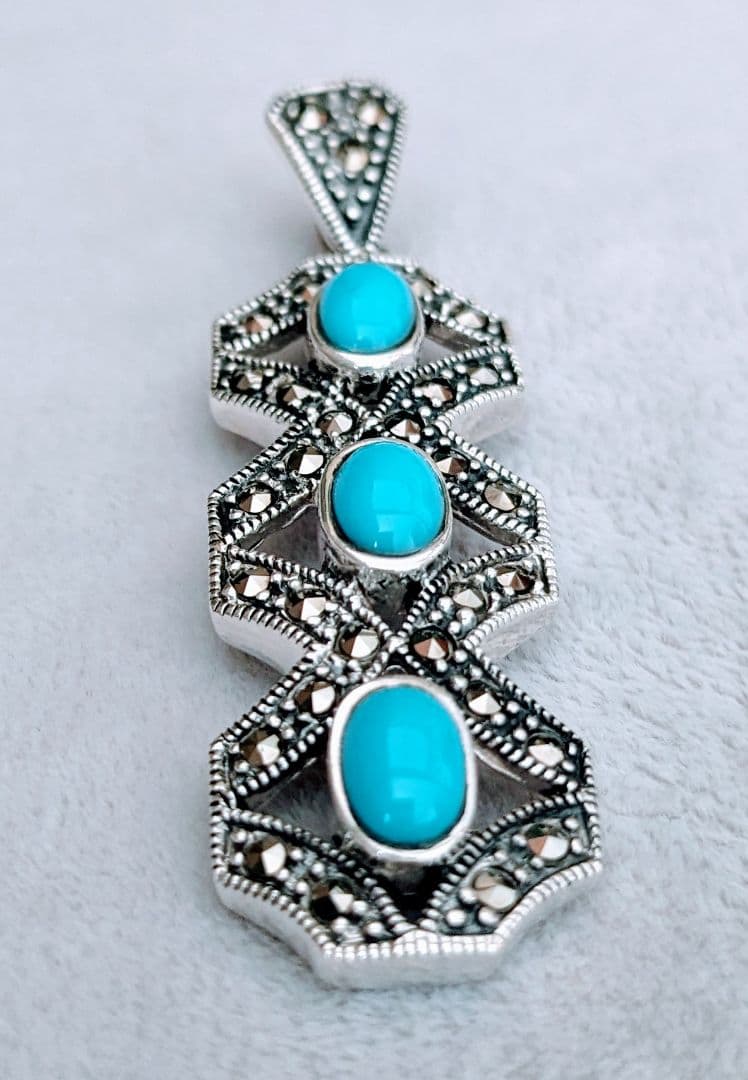 ＊NEW＊トルコ製 ハンドメイド ターコイズ&925Silverペンダントトップ
