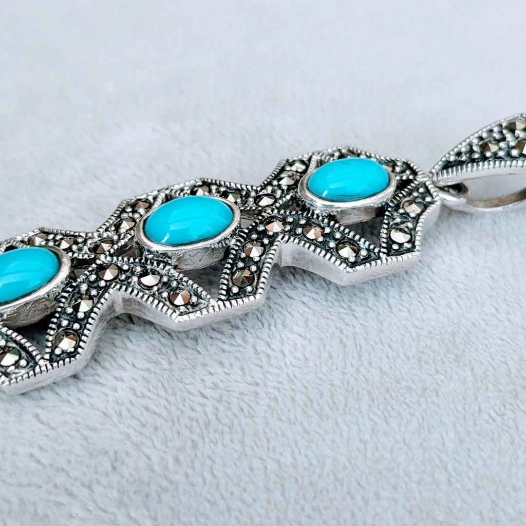 ＊NEW＊トルコ製 ハンドメイド ターコイズ&925Silverペンダントトップ