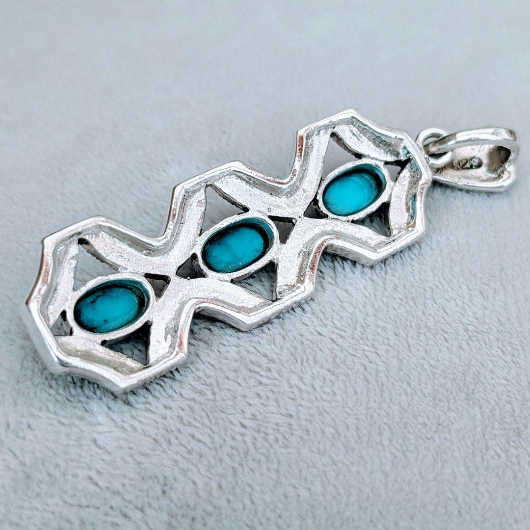 ＊NEW＊トルコ製 ハンドメイド ターコイズ&925Silverペンダントトップ