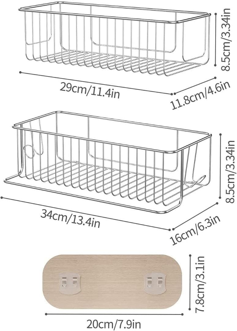 強力粘着固定の浴室用ラック 2段式 収納力抜群 ステンレス製 タオルハンガー付き