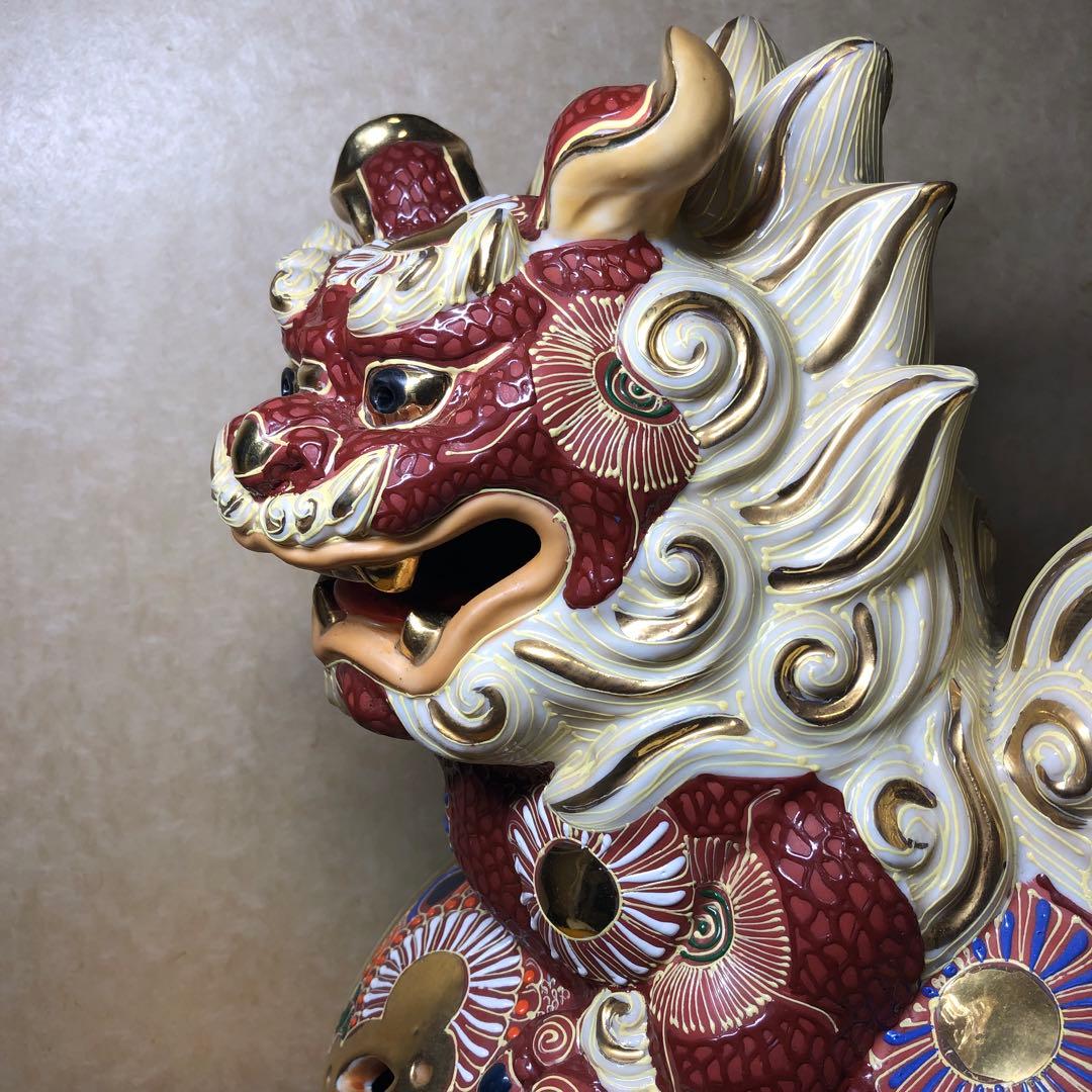 九谷焼獅子の置物 木箱付き