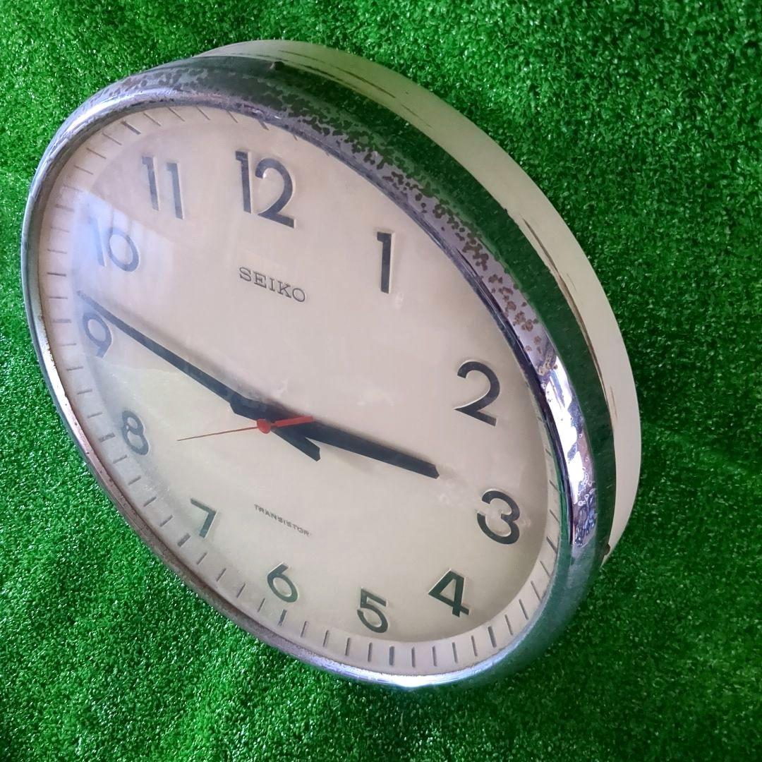 【36㌢】昭和レトロ　SEIKO アナログ掛時計 クリーム色 　ビンテージ時計