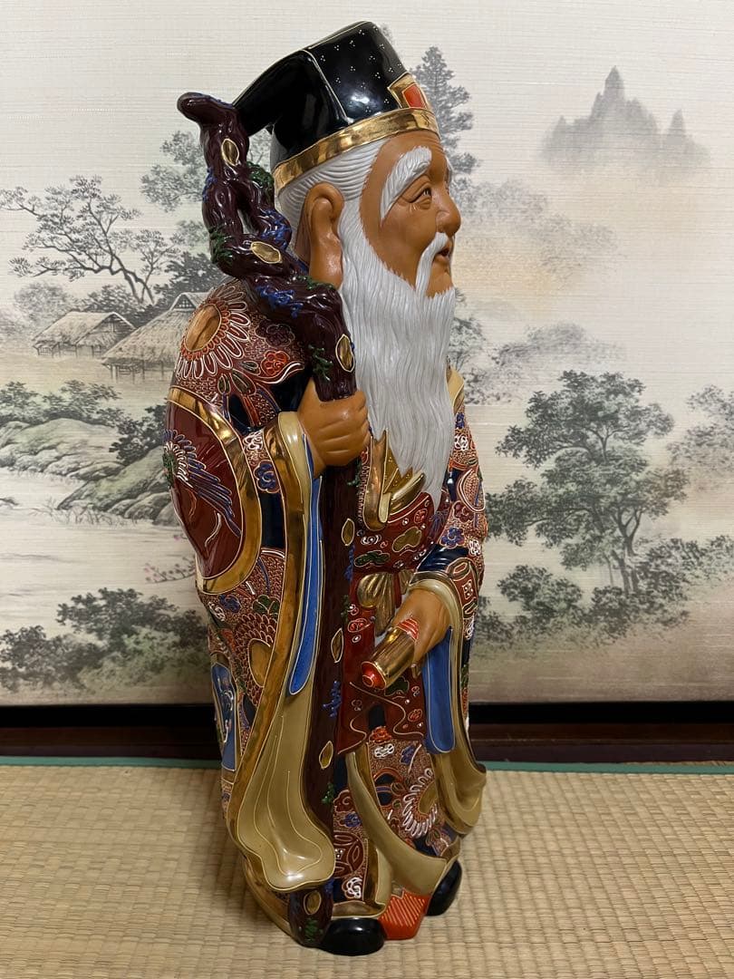 伝統的な中国の仙人 陶器像 長寿金運運気上昇　縁起物　中国美術