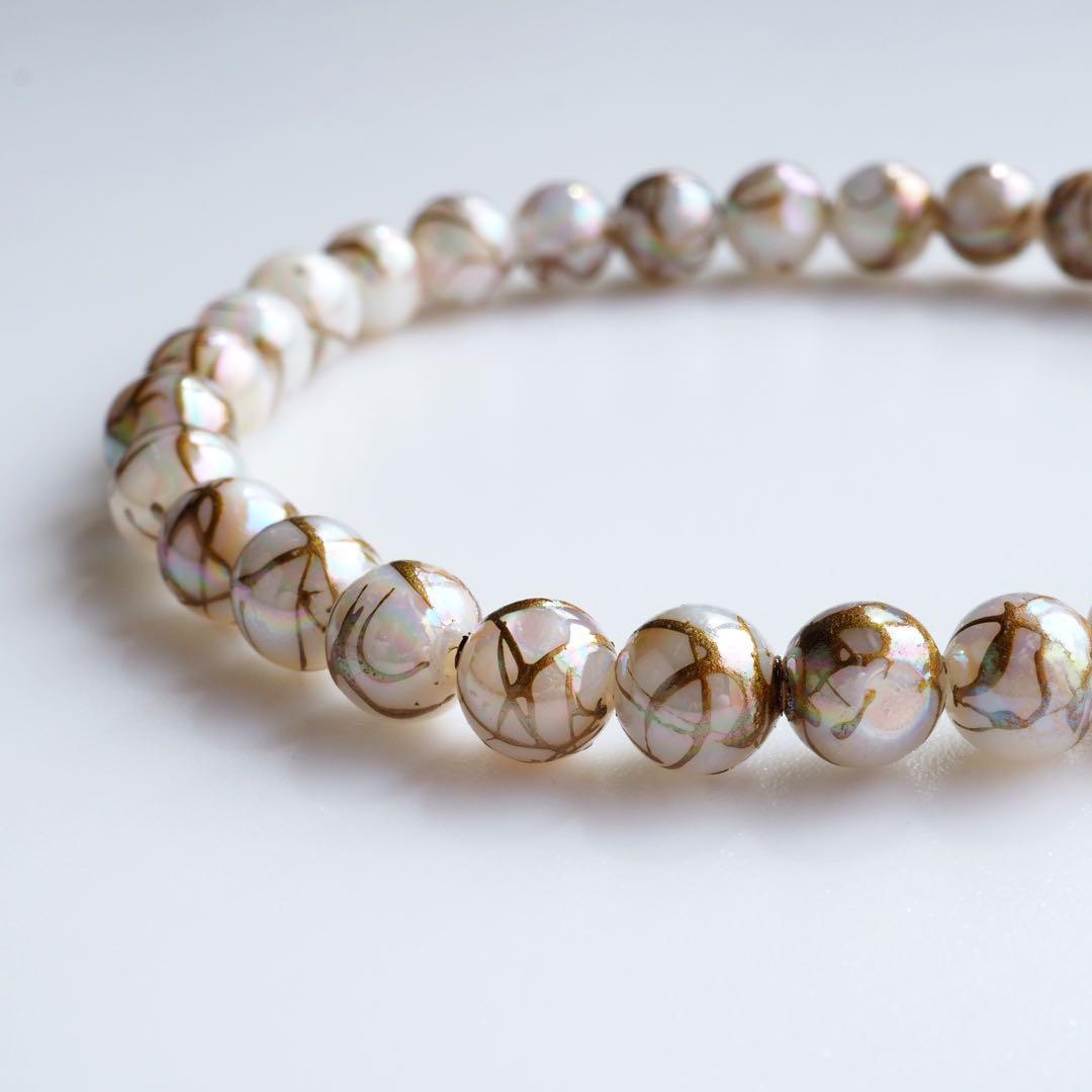 【Mahalo☆3588】ドローレンチ◇天然シェルパールのゴムブレスレット