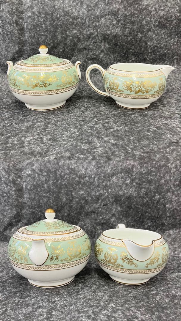大人気☆ウェッジウッド☆コロンビア☆セージグリーン☆ティーセット☆金彩☆グリーン