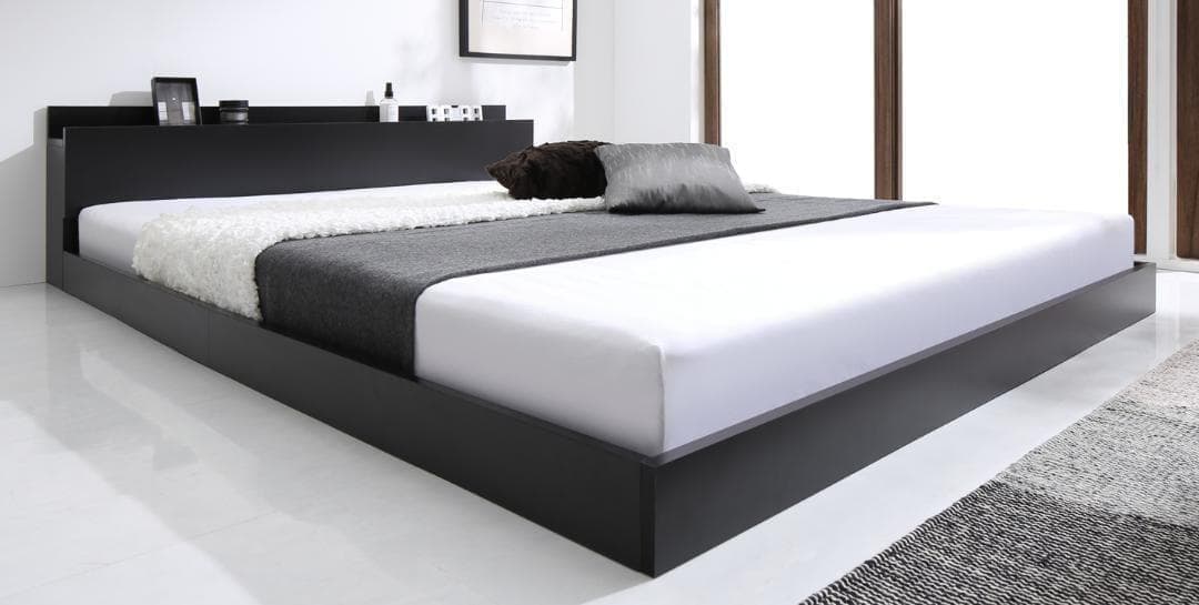 セール！新品 送料込 セミダブルベッド マットレス付 棚 コンセント付 SG