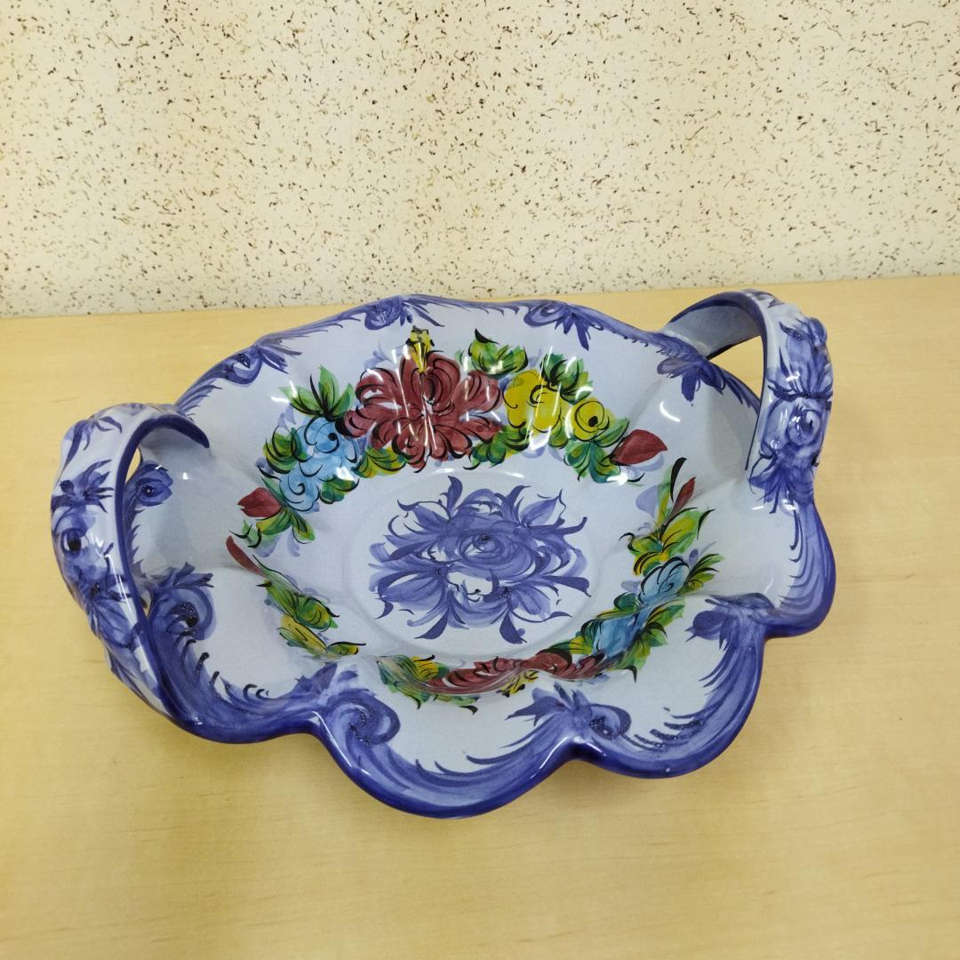 ポルトガル製 輸入雑貨 美しい伝統柄の陶器絵皿 ブルー 花柄 陶器 手描き