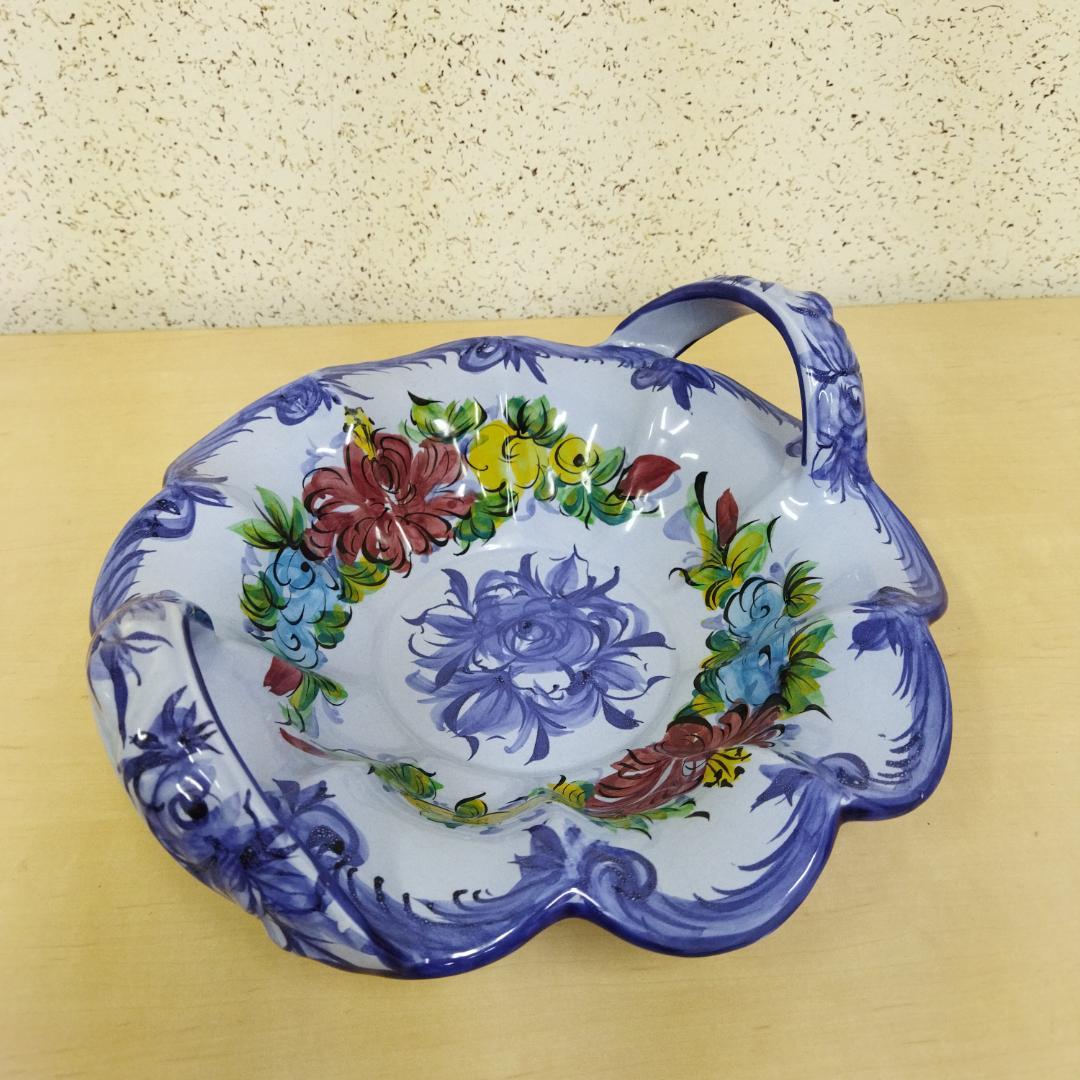 ポルトガル製 輸入雑貨 美しい伝統柄の陶器絵皿 ブルー 花柄 陶器 手描き