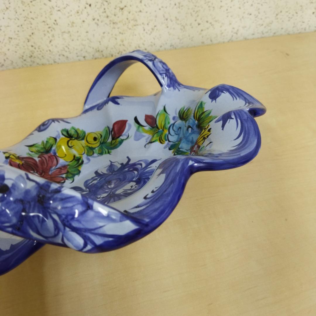 ポルトガル製 輸入雑貨 美しい伝統柄の陶器絵皿 ブルー 花柄 陶器 手描き