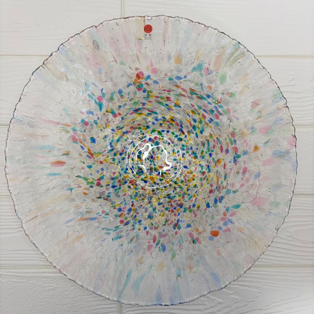 津軽びいどろ ねぶた 水盤 大皿 大鉢 直径34.5cm 箱付