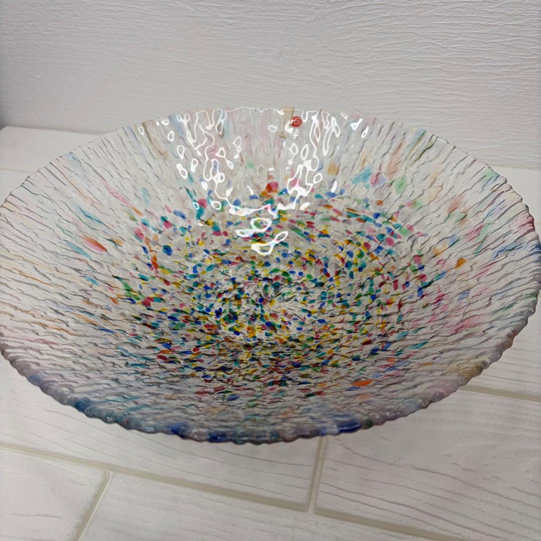 津軽びいどろ ねぶた 水盤 大皿 大鉢 直径34.5cm 箱付