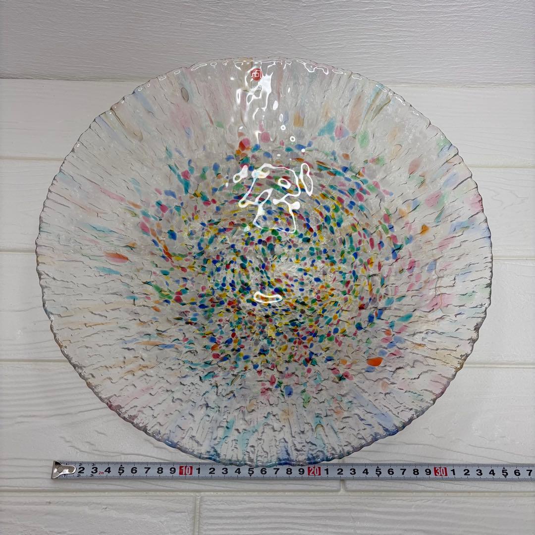 津軽びいどろ ねぶた 水盤 大皿 大鉢 直径34.5cm 箱付