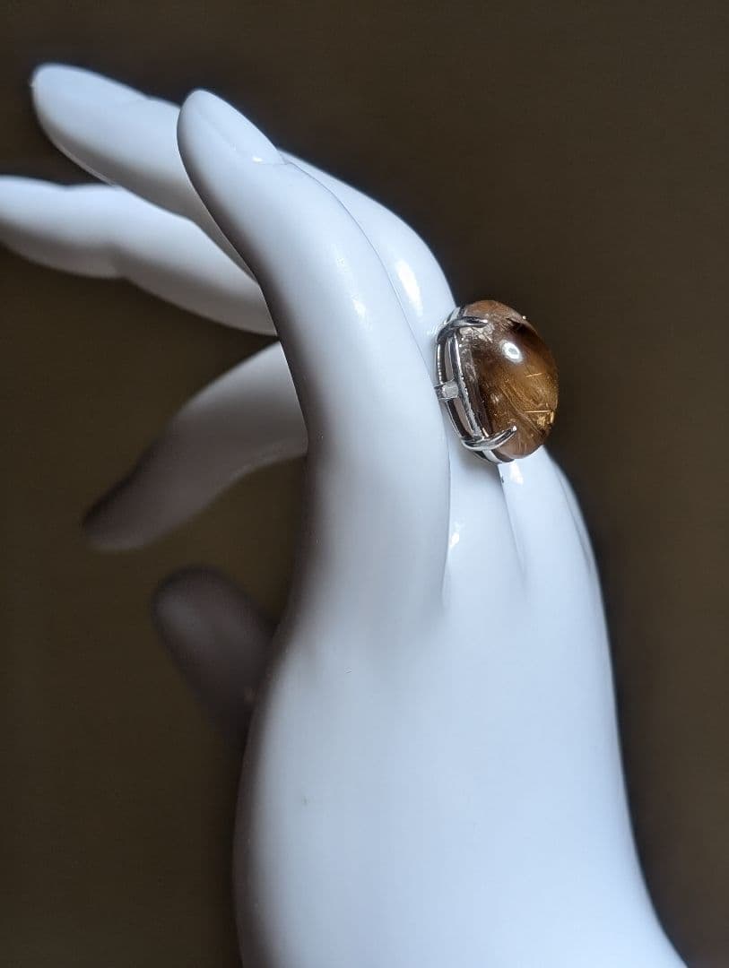 高品質針満々上品な毛並みゴールドルチルクォーツリングオーダー品