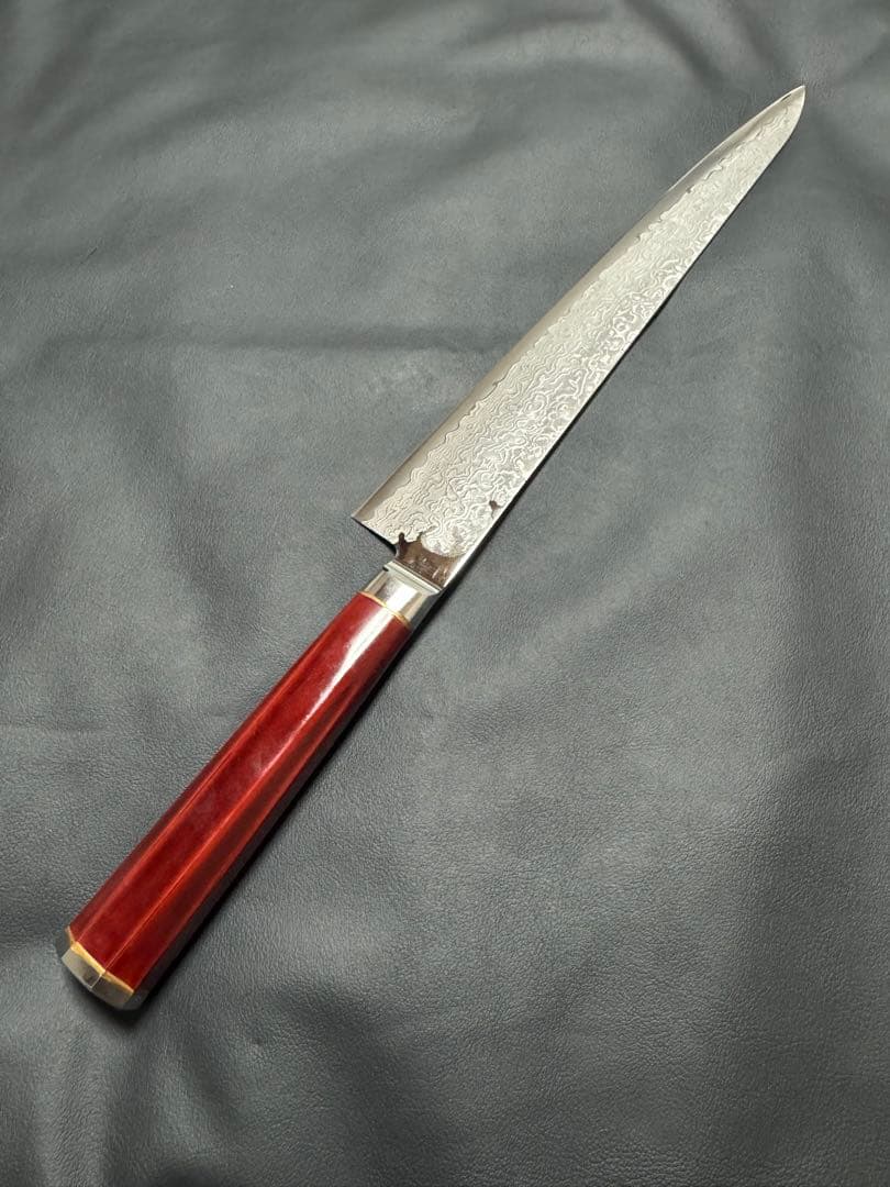 高村刃物 高村作 打雲漆 筋引 270mm鍛造粉末不錆鋼 ダマスカス 包丁