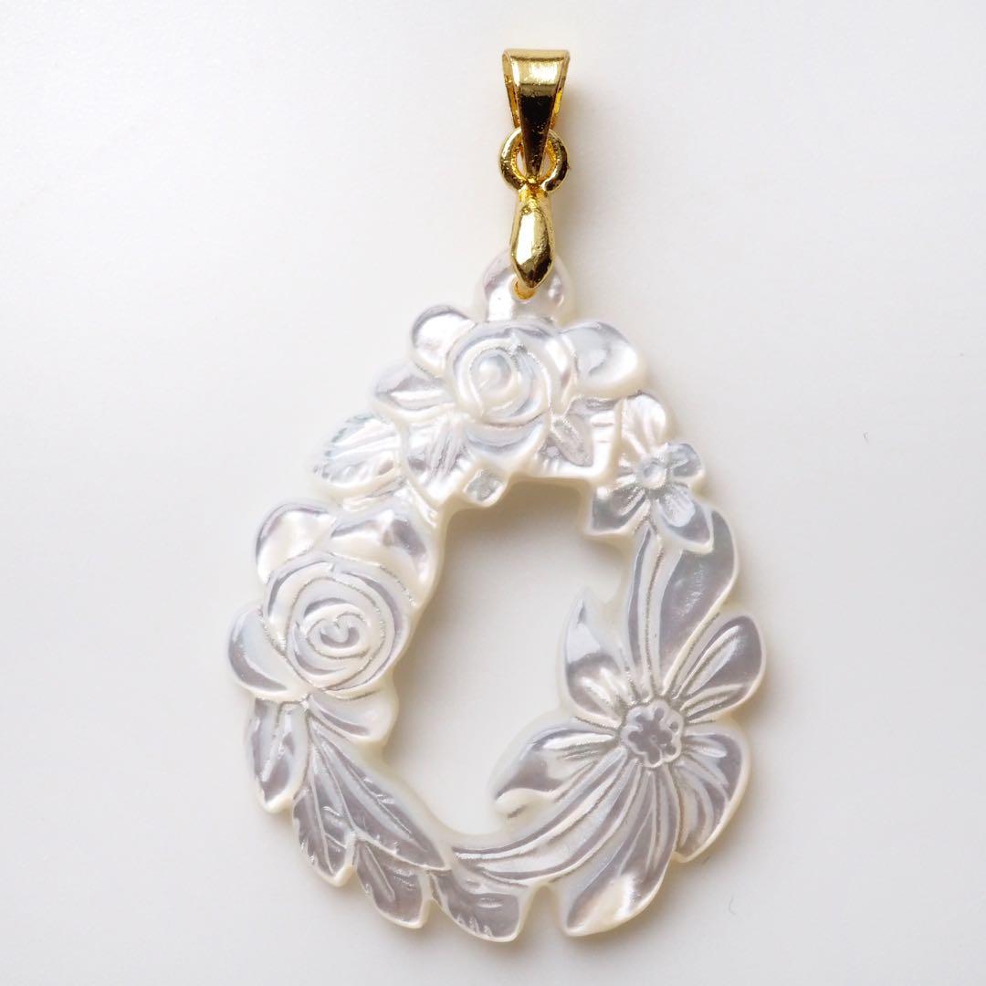 【くろべぇ】天然アバロンシェルのデザインフリーサイズリング