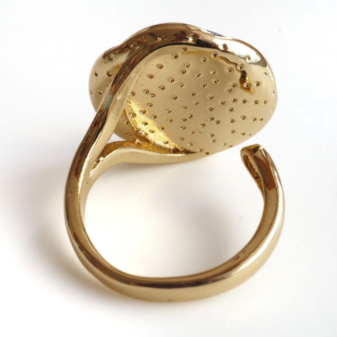 【くろべぇ】天然アバロンシェルのデザインフリーサイズリング