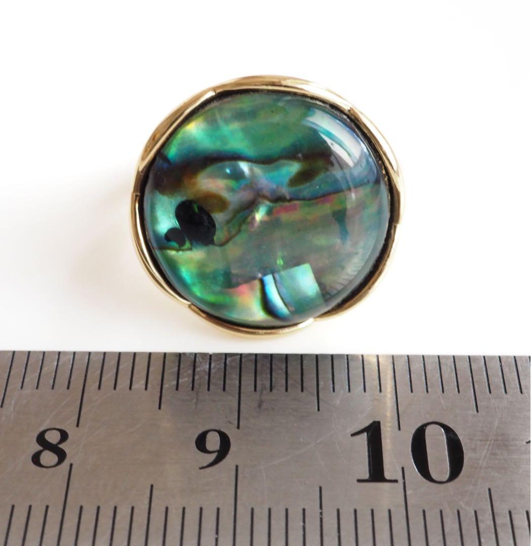 【くろべぇ】天然アバロンシェルのデザインフリーサイズリング