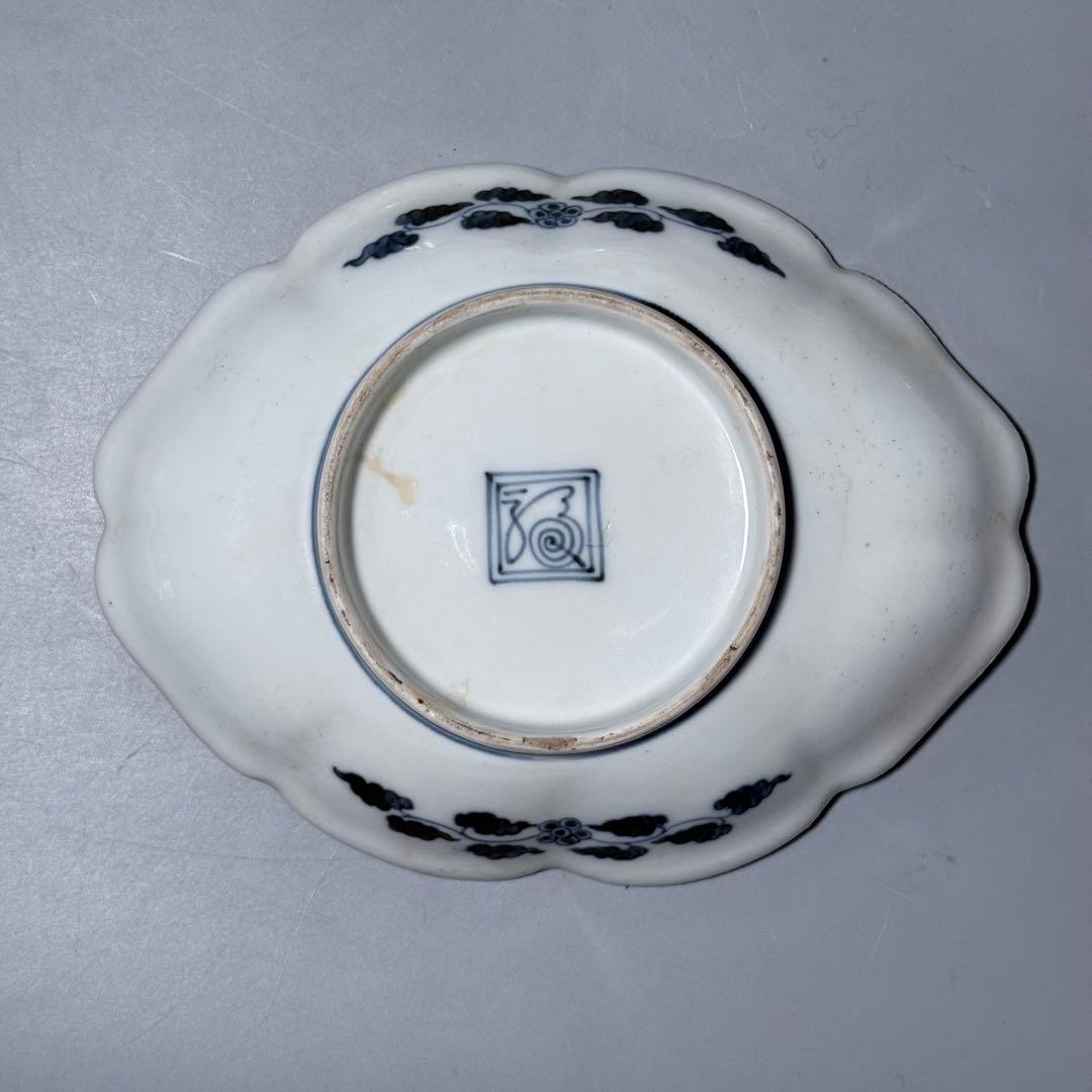 大正〜昭和初期　十二代柿右衛門　錦　丸文様　鳳凰文　変形皿　角福　5枚　希少な器