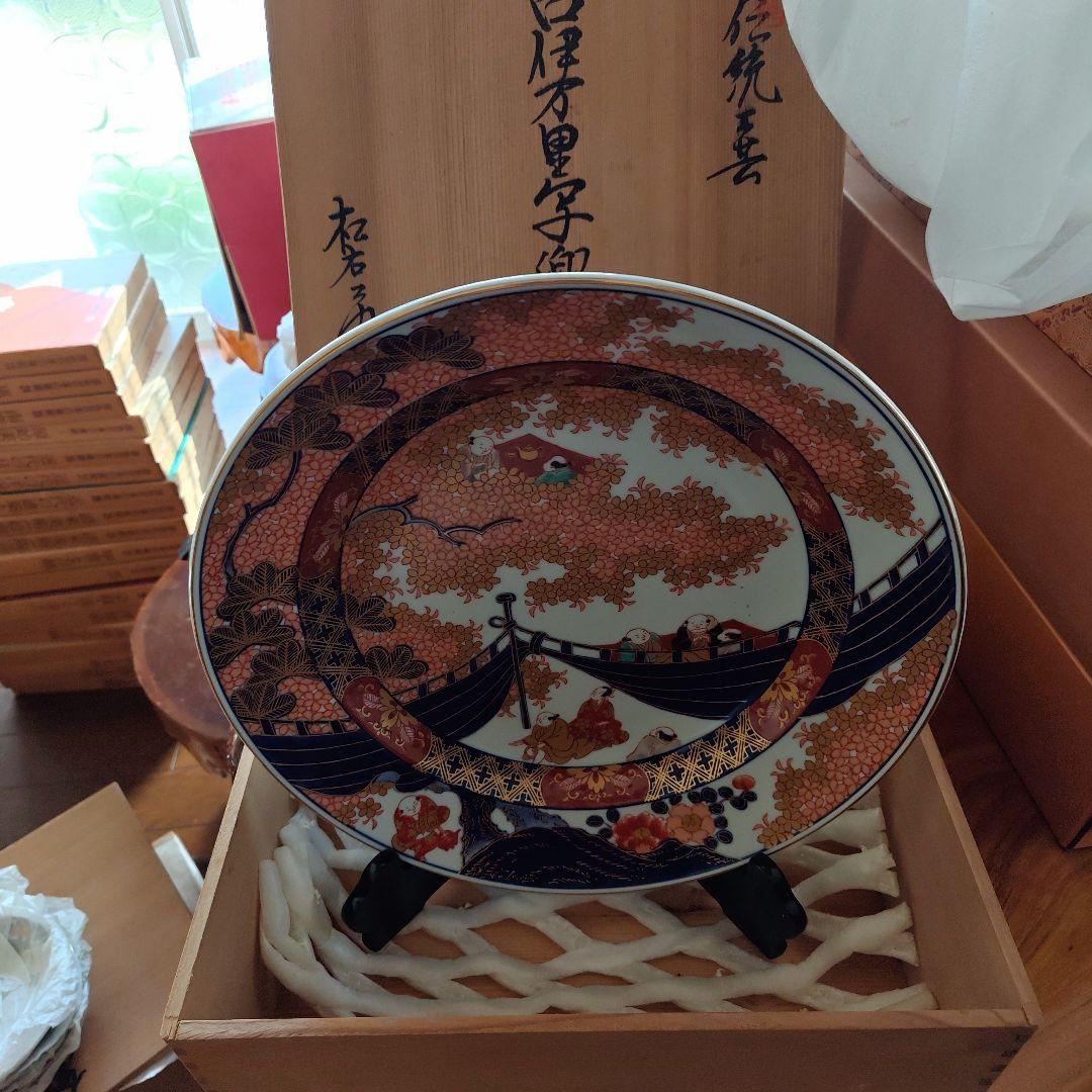 古伊万里写兜鉢　松右衛門作　大皿1枚、皿5枚のセット
